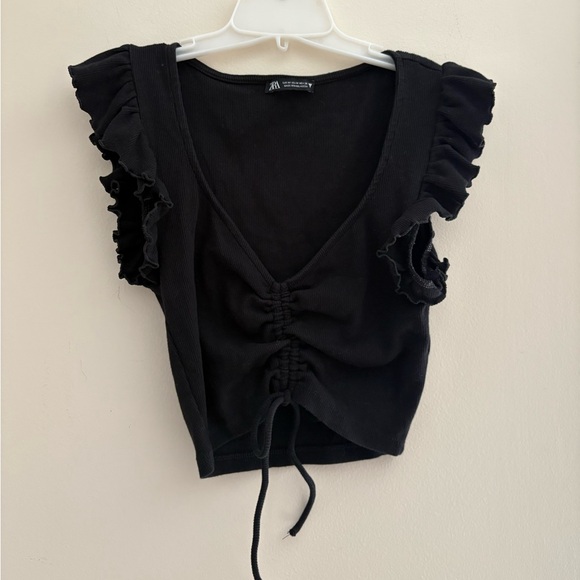 Zara Flutter Sleeve Crop Top - Picture 2 of 3